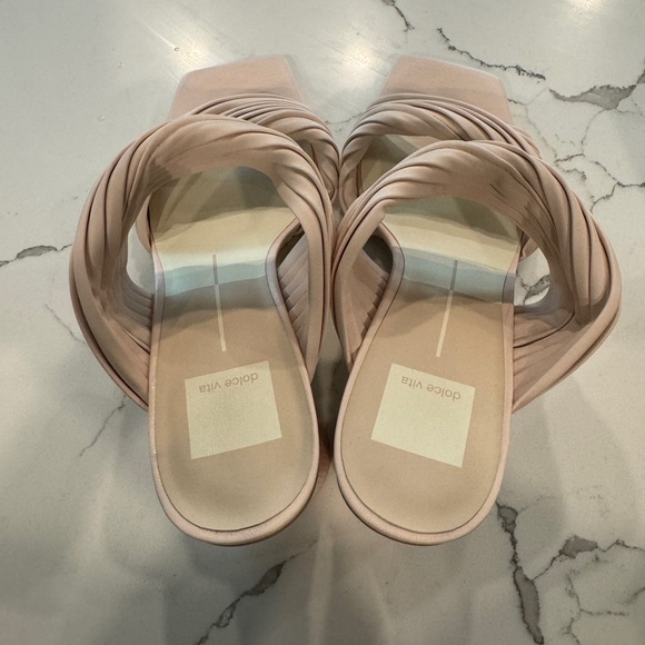 Dolce Vita Pilton heels light pink stella 7.5 ruched design open back sandals - Picture 4 of 10